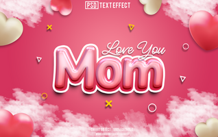 mom text effect, font editable, typography, 3d text psd