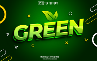 green text effect, font editable, typography, 3d text psd