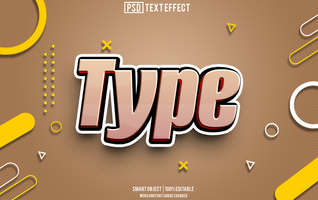type tekst effect, doopvont bewerkbaar, typografie, 3d tekst psd