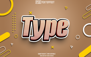 type text effect, font editable, typography, 3d text psd