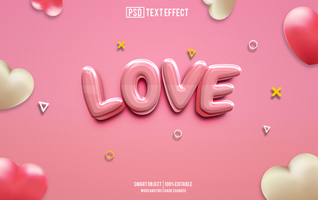 love text effect, font editable, typography, 3d text psd