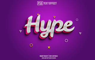 hype text effect, font editable, typography, 3d text psd