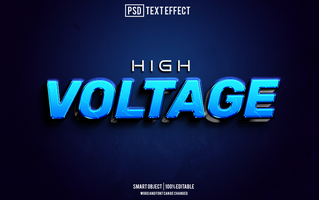 voltage text effect, font editable, typography, 3d text psd