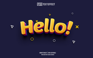 hello text effect, font editable, typography, 3d text psd