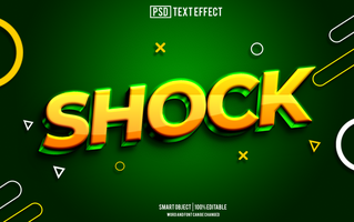 schok tekst effect, doopvont bewerkbaar, typografie, 3d tekst psd