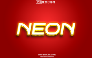 neon tekst effect, doopvont bewerkbaar, typografie, 3d tekst psd