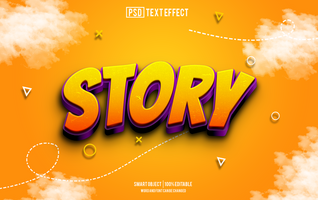 historia texto efecto, fuente editable, tipografía, 3d texto psd