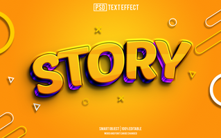 storia testo effetto, font modificabile, tipografia, 3d testo psd