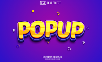 pop en haut texte effet, Police de caractère modifiable, typographie, 3d texte psd