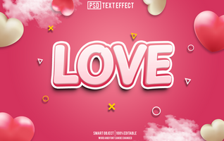 liefde tekst effect, doopvont bewerkbaar, typografie, 3d tekst psd