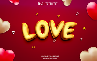 love text effect, font editable, typography, 3d text psd