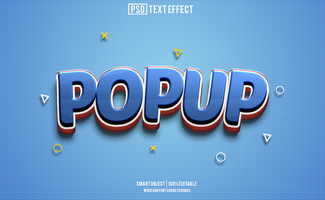 pop en haut texte effet, Police de caractère modifiable, typographie, 3d texte psd