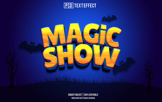 magia espectáculo texto efecto, fuente editable, tipografía, 3d texto psd