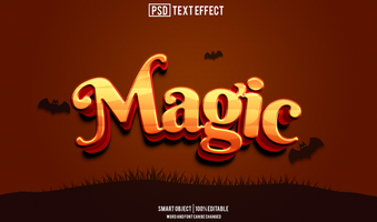magie tekst effect, doopvont bewerkbaar, typografie, 3d tekst psd