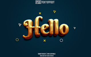 hello text effect, font editable, typography, 3d text psd