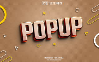 pop en haut texte effet, Police de caractère modifiable, typographie, 3d texte psd