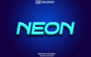 neon text effect, font editable, typography, 3d text psd