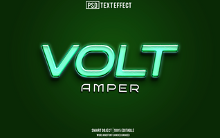 volt text effect, font editable, typography, 3d text psd