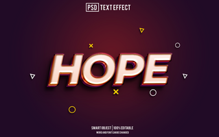 hope text effect, font editable, typography, 3d text psd