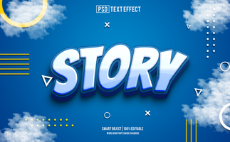 story text effect, font editable, typography, 3d text psd