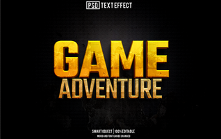 game adventure text effect, font editable, typography, 3d text psd