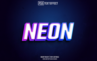 neon tekst effect, doopvont bewerkbaar, typografie, 3d tekst psd