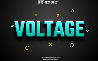voltage text effect, font editable, typography, 3d text psd