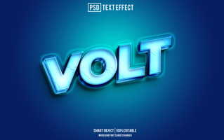 volt text effect, font editable, typography, 3d text psd