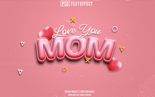 mom text effect, font editable, typography, 3d text psd