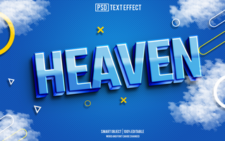 hemel tekst effect, doopvont bewerkbaar, typografie, 3d tekst psd