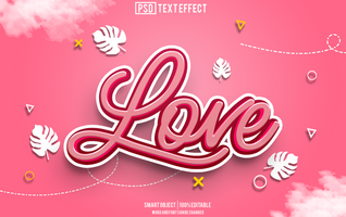 liefde tekst effect, doopvont bewerkbaar, typografie, 3d tekst psd