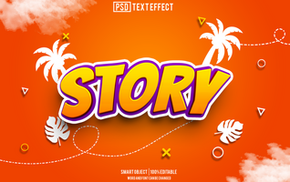 story text effect, font editable, typography, 3d text psd