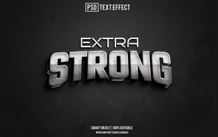 strong text effect, font editable, typography, 3d text psd