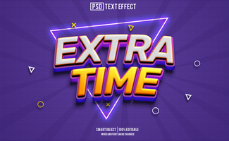 extra time text effect, font editable, typography, 3d text psd