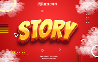 historia texto efecto, fuente editable, tipografía, 3d texto psd