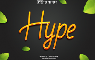 hype text effect, font editable, typography, 3d text psd