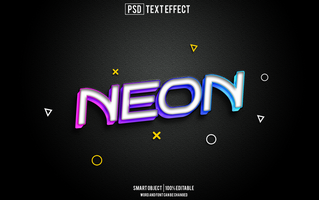 neon tekst effect, doopvont bewerkbaar, typografie, 3d tekst psd