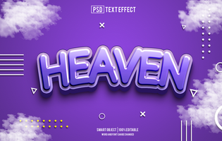 heaven text effect, font editable, typography, 3d text psd