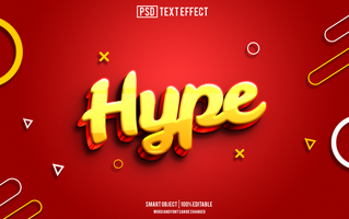 hype text effect, font editable, typography, 3d text psd