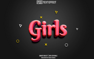 les filles texte effet, Police de caractère modifiable, typographie, 3d texte psd