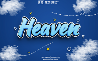 heaven text effect, font editable, typography, 3d text psd