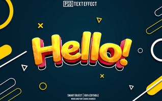 hello text effect, font editable, typography, 3d text psd