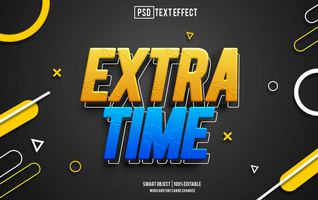 extra time text effect, font editable, typography, 3d text psd