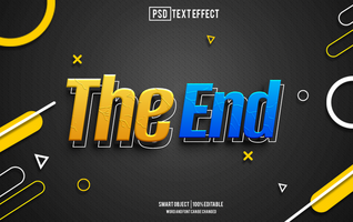 the end text effect, font editable, typography, 3d text psd