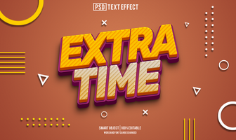 extra time text effect, font editable, typography, 3d text psd