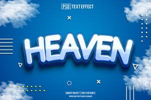 heaven text effect, font editable, typography, 3d text psd