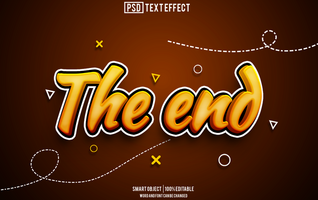 the end text effect, font editable, typography, 3d text psd