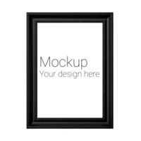 Mockup of black frame for poster or photo without background psd