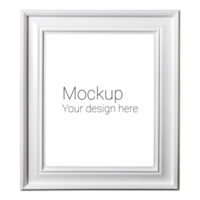Mockup of white frame for poster or photo without background psd
