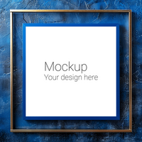 Mockup of blue frame with gold for poster or photo psd